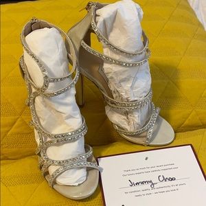 NIB Jimmy Choo Champagne Swarovski Heels 35.5